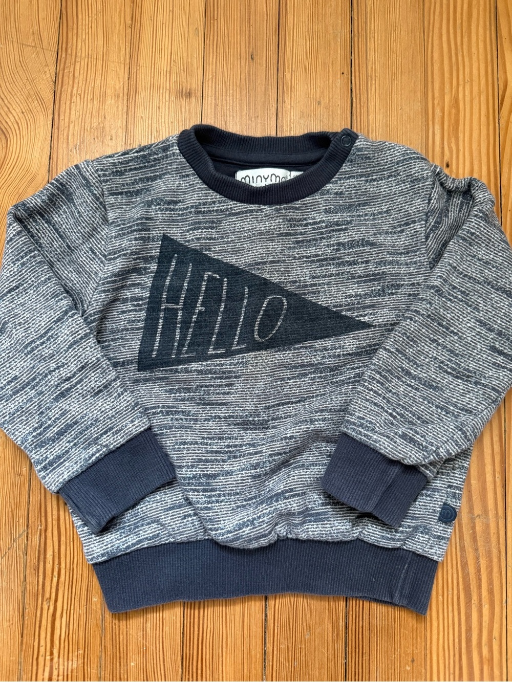 Minymo Hello Graphic Crewneck Sweatshirt - Blue - Size 18 Months